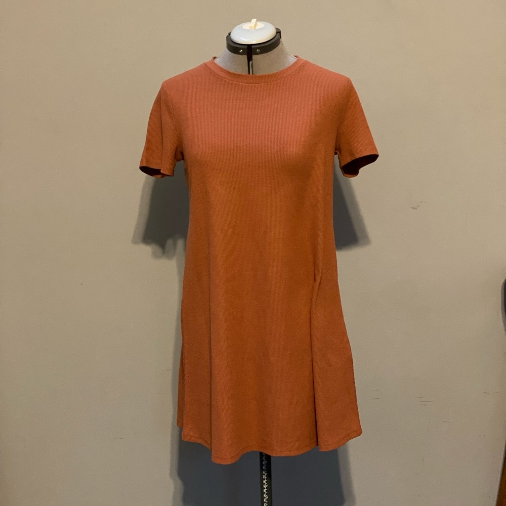 H&M Coral Waffle Mini T-Shirt Dress